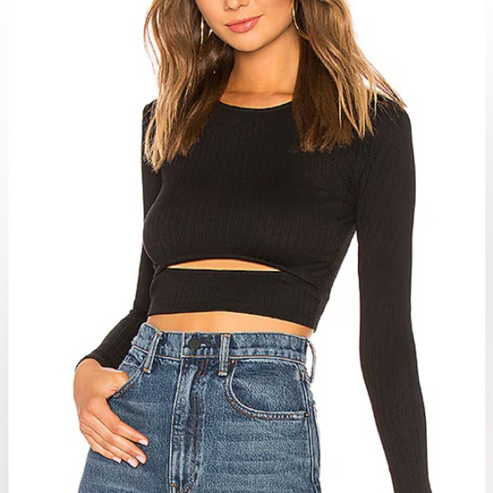 Lovers + Friends Clea Ribbed Long Sleeve Crop Top